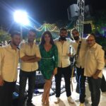 With the band